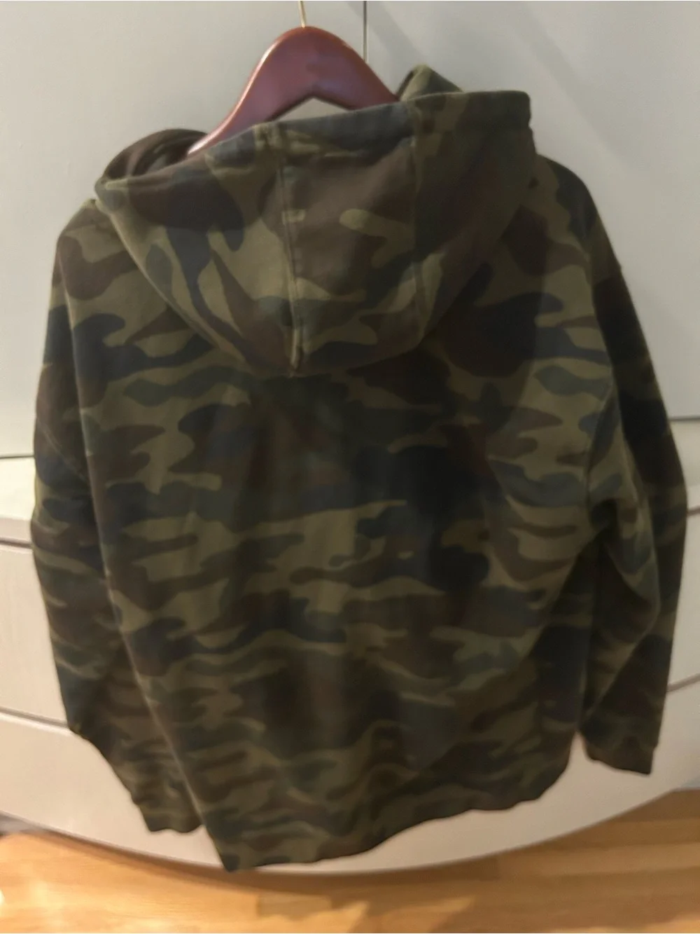 Men’s Camo Hoodie - Olive Green - Picture 4 of 5